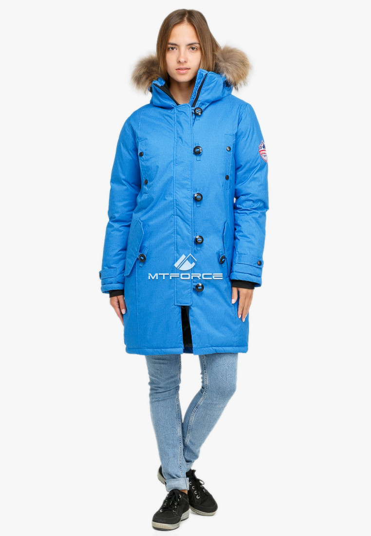 Купить Куртка парка зимняя женская синего цвета 1805S