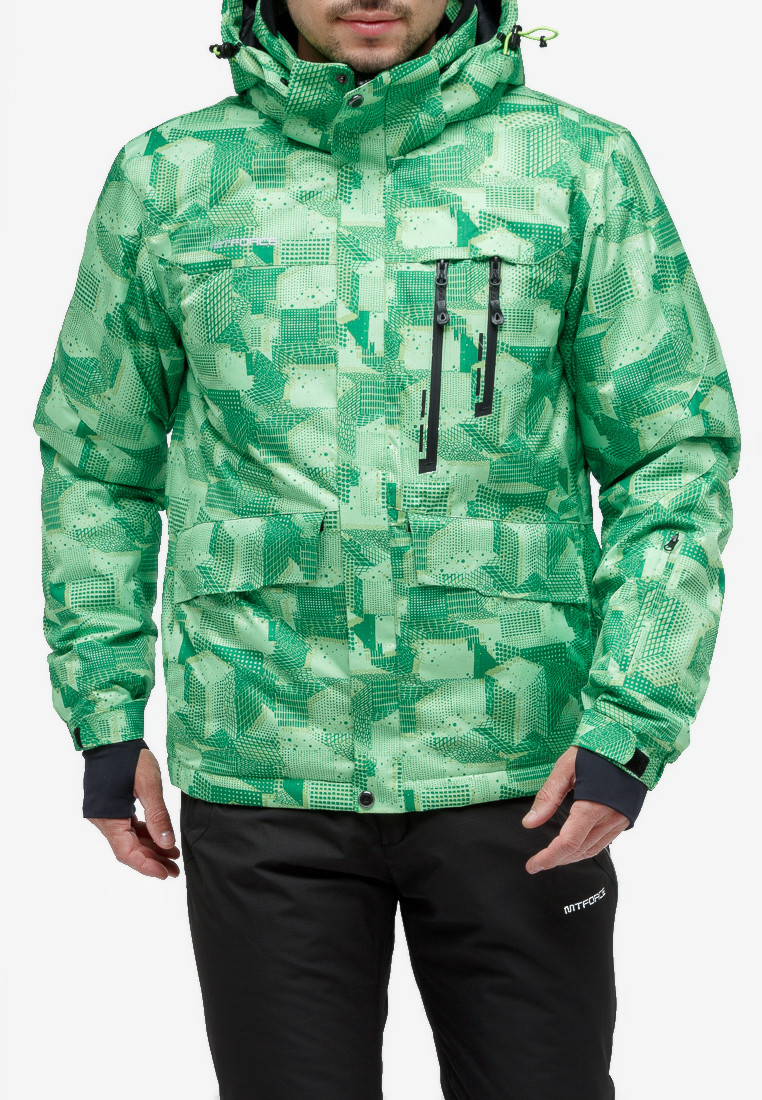 Купить Куртка горнолыжная мужская зеленого цвета 18122-1Z