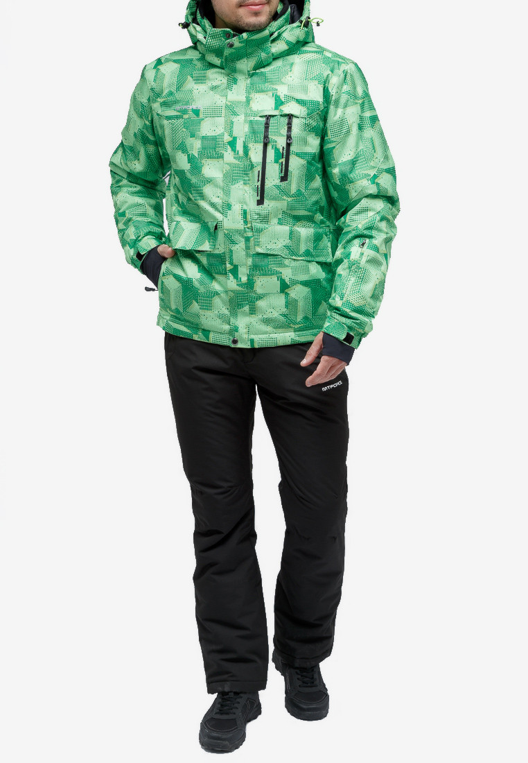 Купить Костюм горнолыжный мужской зеленого цвета 018122-1Z