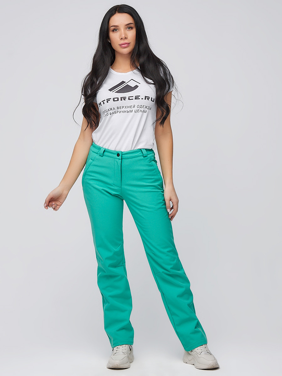 Купить брюки женские из ткани softshell бирюзового цвета 1851Br в интернетмагазине MTFORCE.RU