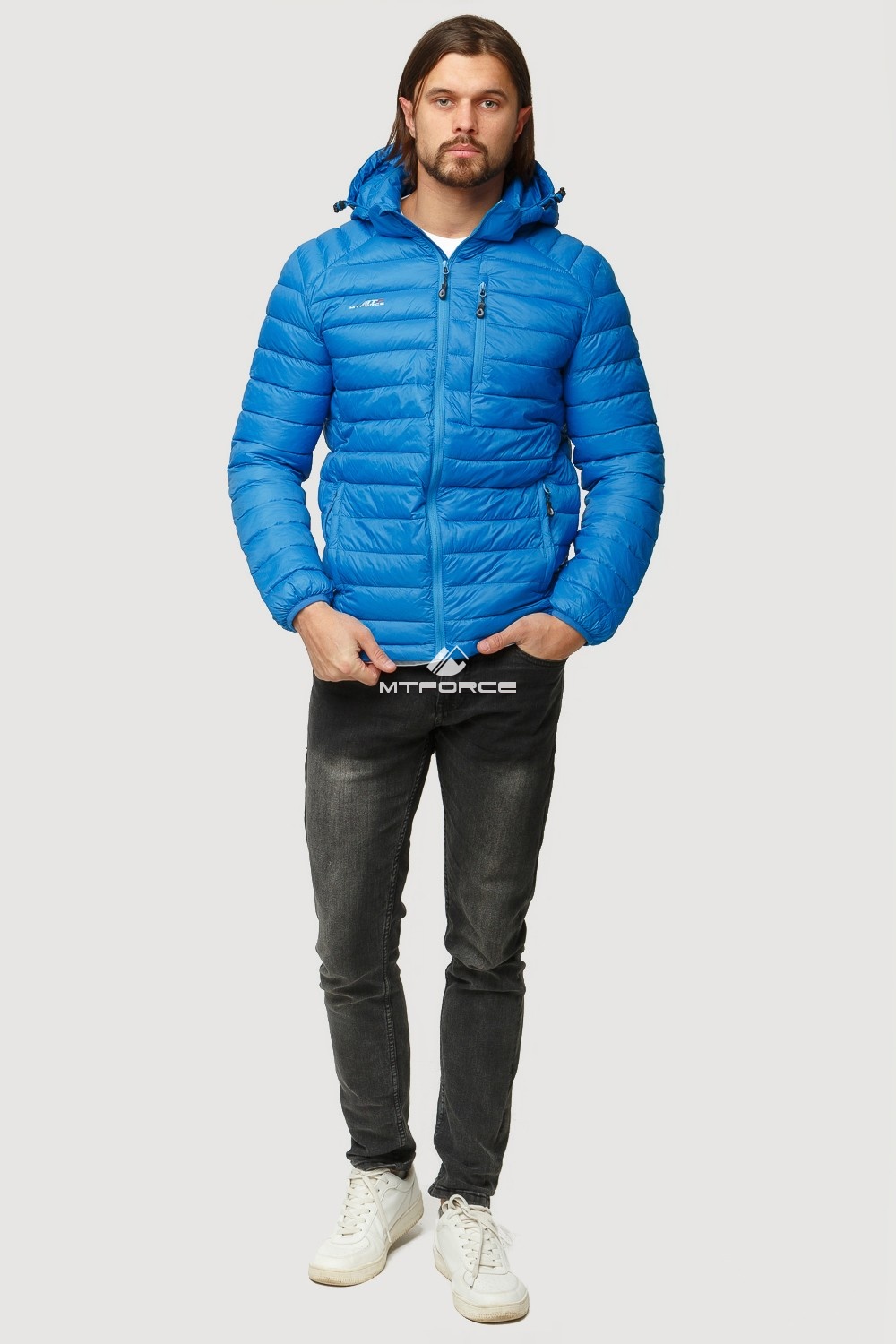 Купить Куртка мужская стеганная голубого цвета 1852G