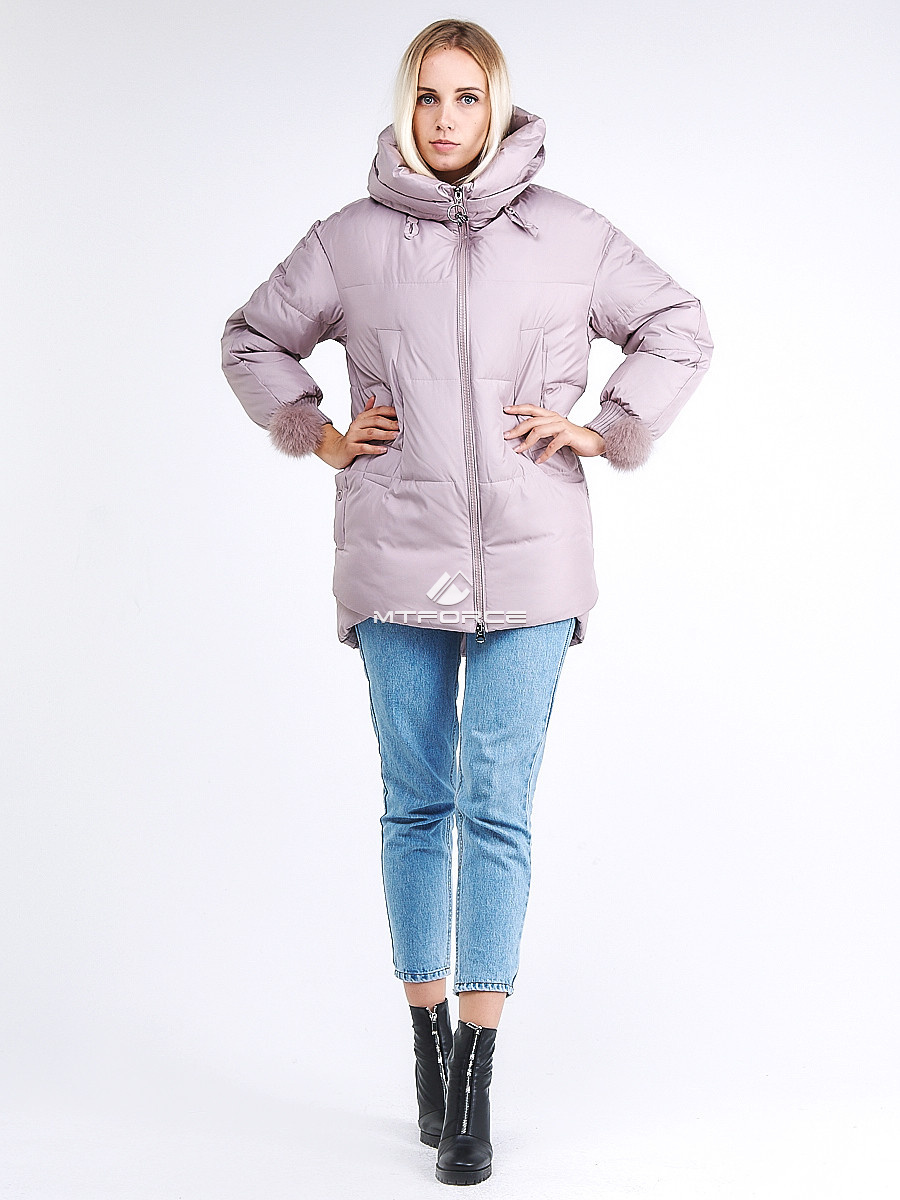 Купить Куртка зимняя женская молодежная с помпонами розового цвета 1943_12R