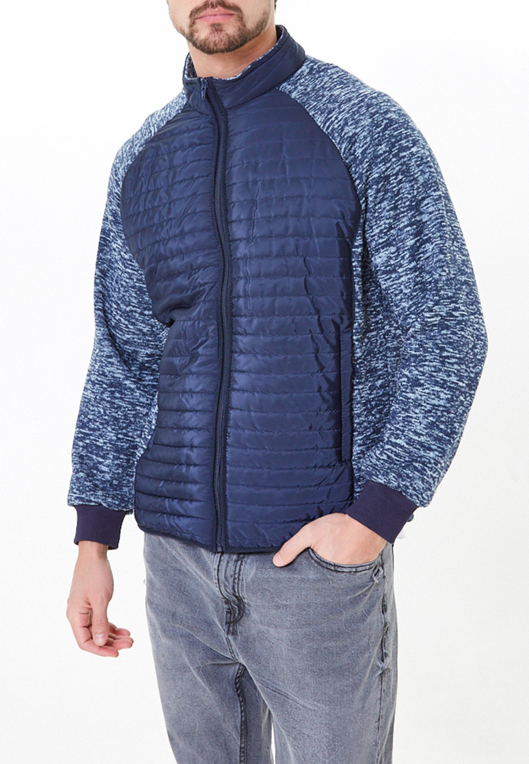 Купить Молодежная стеганная куртка мужская темно-синего цвета 1961TS