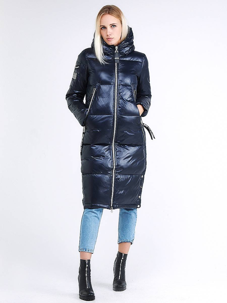 Купить Куртка зимняя женская классическая темно-синего цвета 1962_02TS