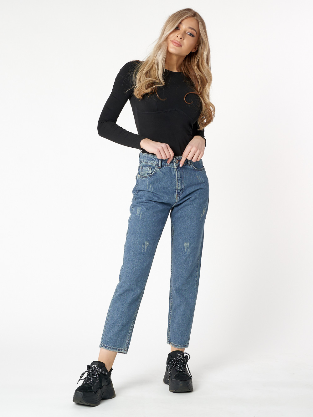Купит от производителя джинсы прямого кроя женские с высокой талией  недорого в Москве 536_32S
