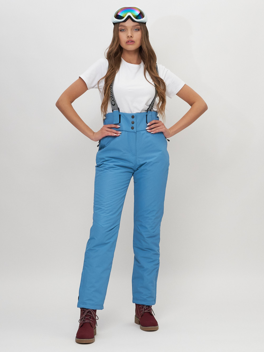 Купить Полукомбинезон брюки горнолыжные женские голубого цвета 66215Gl