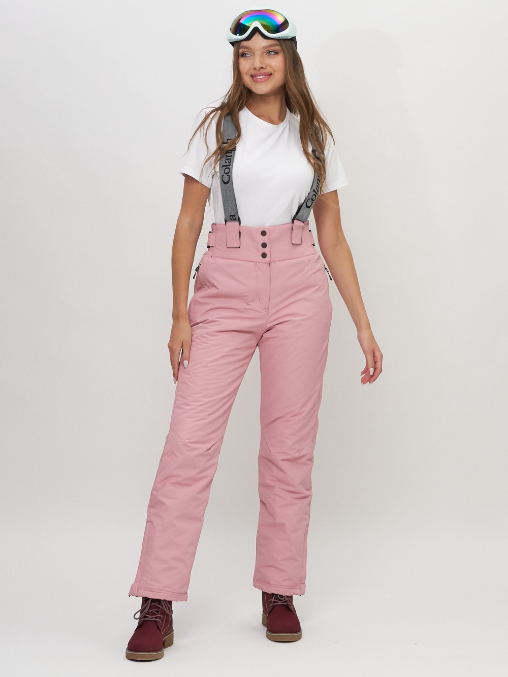 Купить Полукомбинезон брюки горнолыжные женские розового цвета 66215R