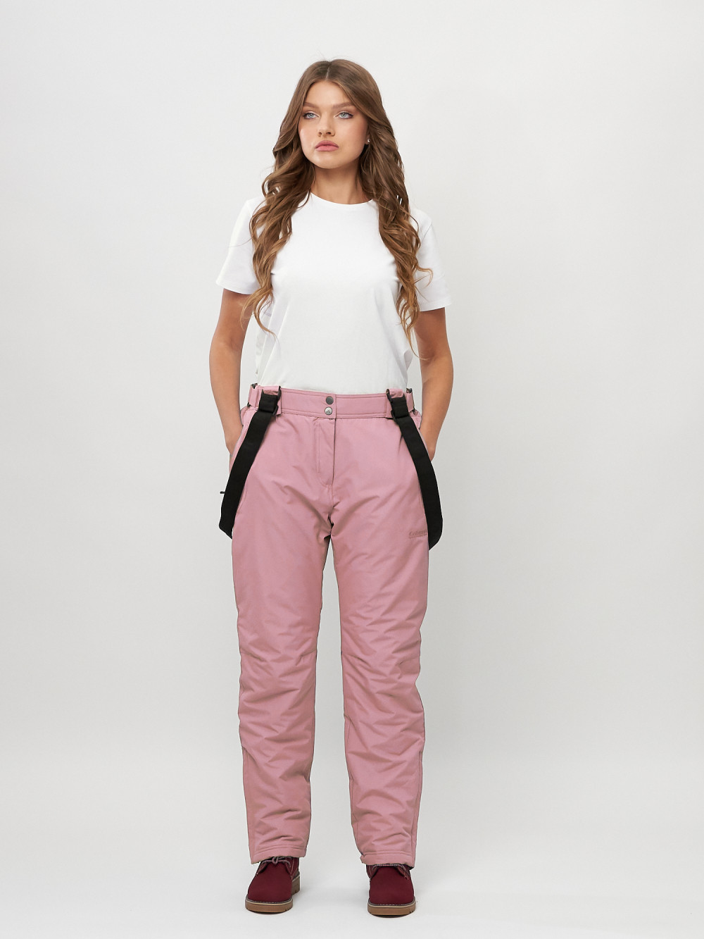 Купить Полукомбинезон брюки горнолыжные женские big size розового цвета 66413R