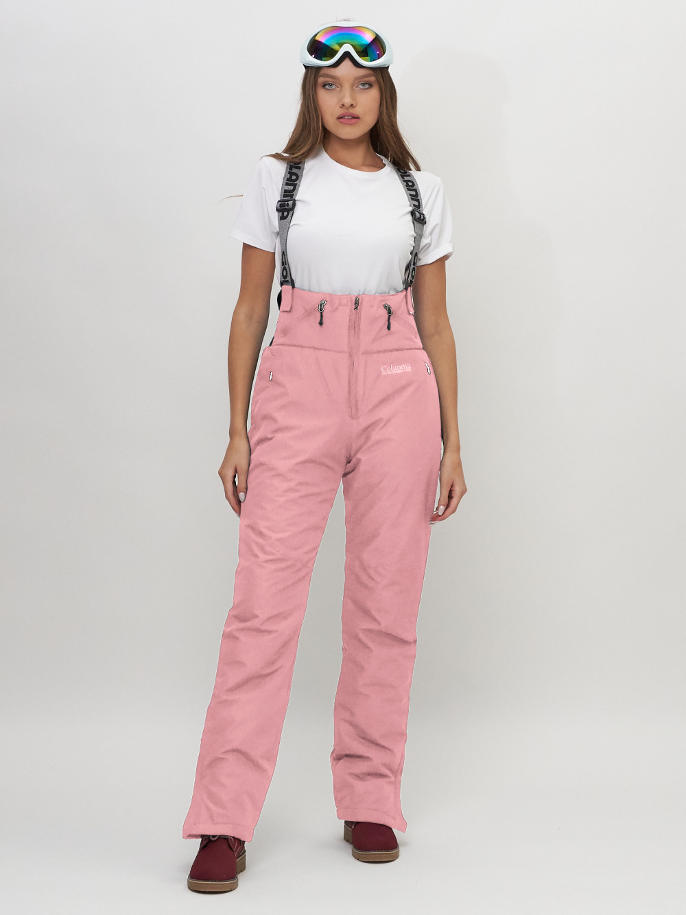 Купить Полукомбинезон брюки горнолыжные женские розового цвета 66789R