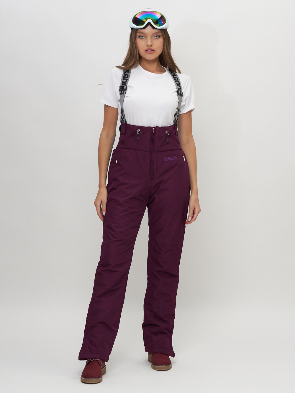 Купить Полукомбинезон брюки горнолыжные женские темно-фиолетового цвета 66789TF