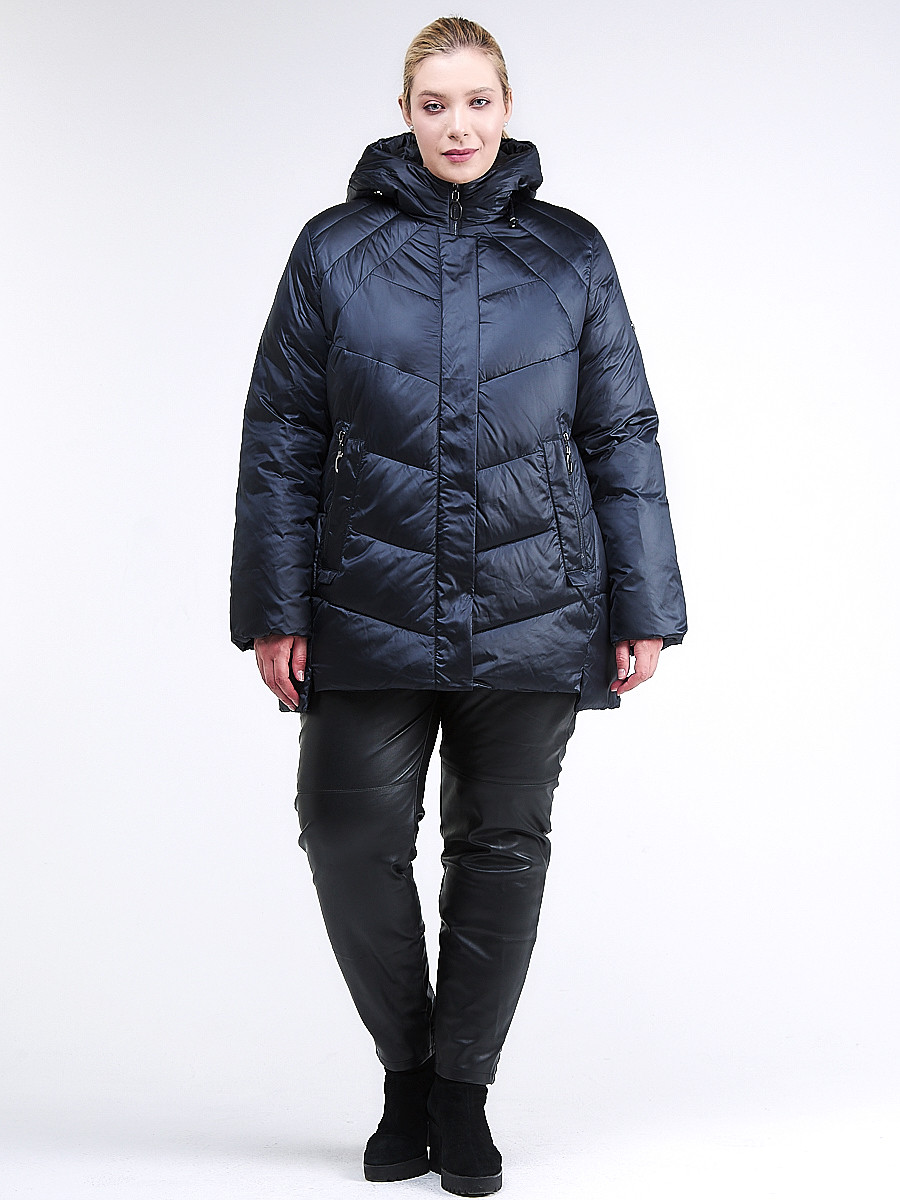 Купить Куртка зимняя женская стеганная темно-синего цвета 85-923_5TS