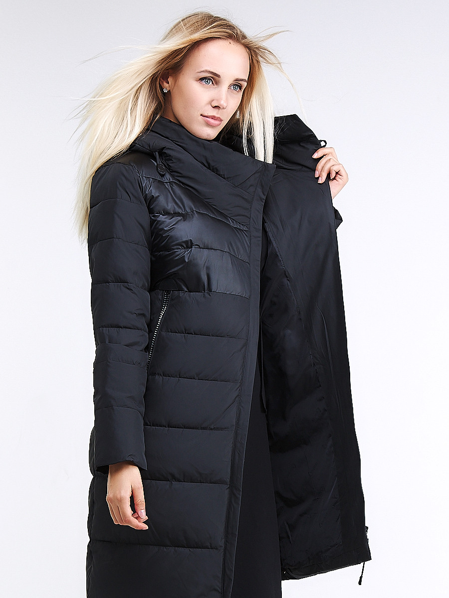 Купить Куртка зимняя женская молодежная стеганная черного цвета 870_01Ch