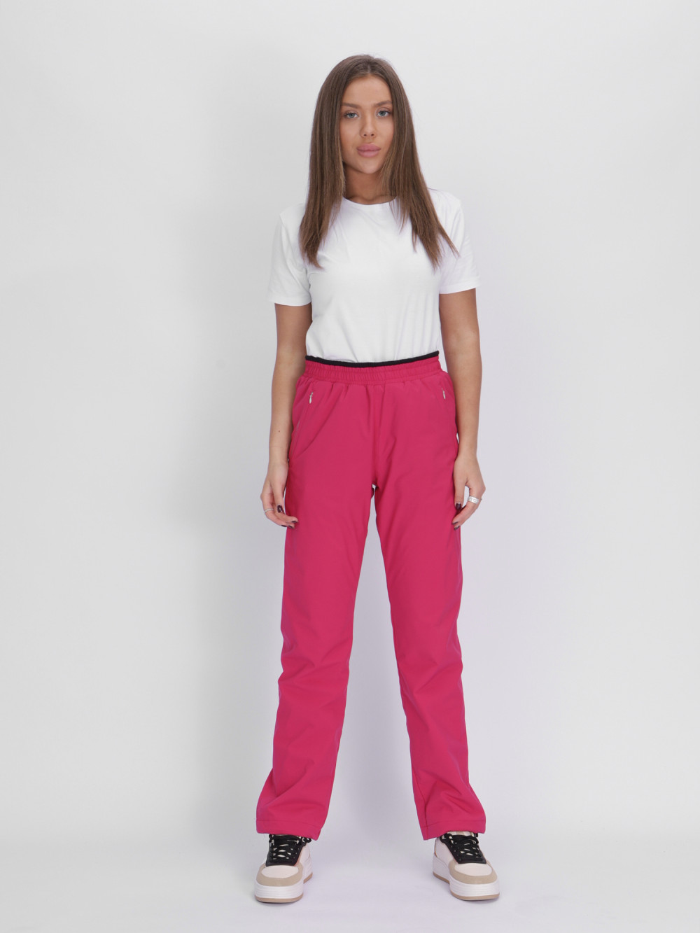 Купить Утепленные спортивные брюки женские розового цвета 88149R