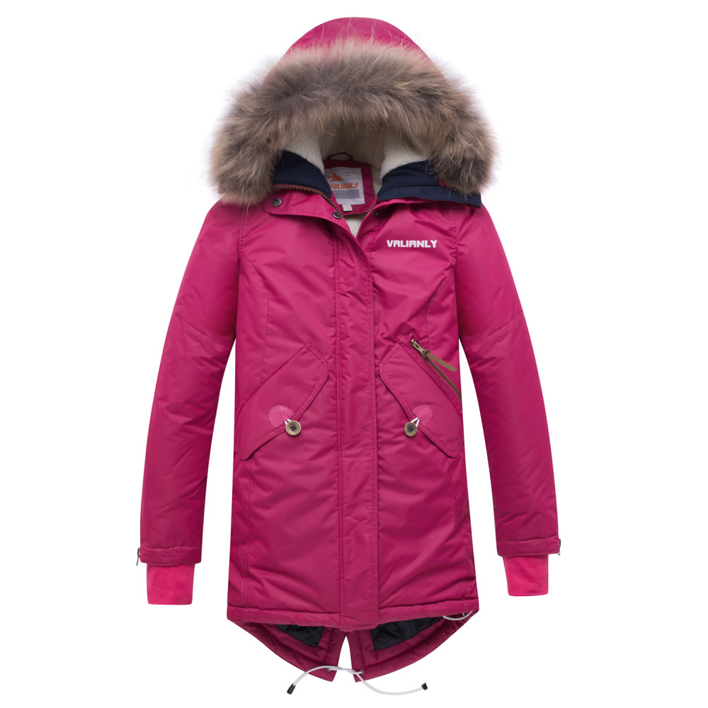Купить Куртка парка зимняя подростковая для девочки малинового цвета 8934M