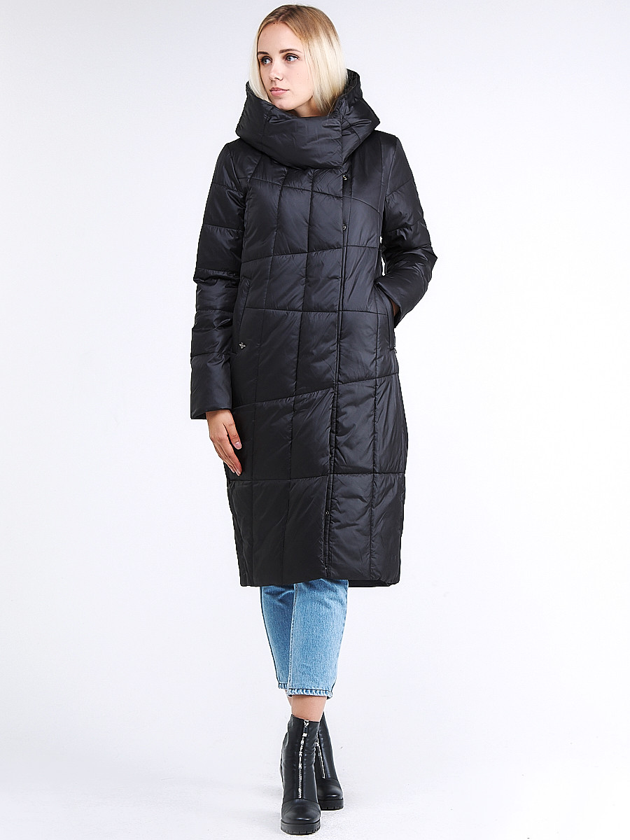 Купить Куртка зимняя женская молодежная стеганная черного цвета 9163_01Ch