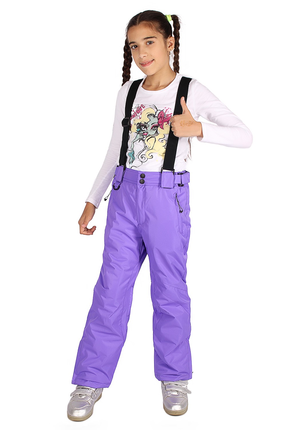 Купить Брюки горнолыжные подростковые для девочки фиолетового цвета 816F