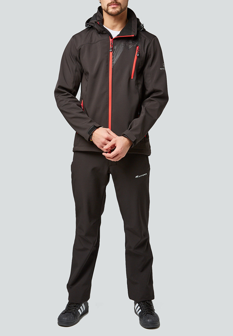 Спортивный костюм мужской осенний весенний softshell черного цвета купить в интернет магазине MTFORCE 01942Ch