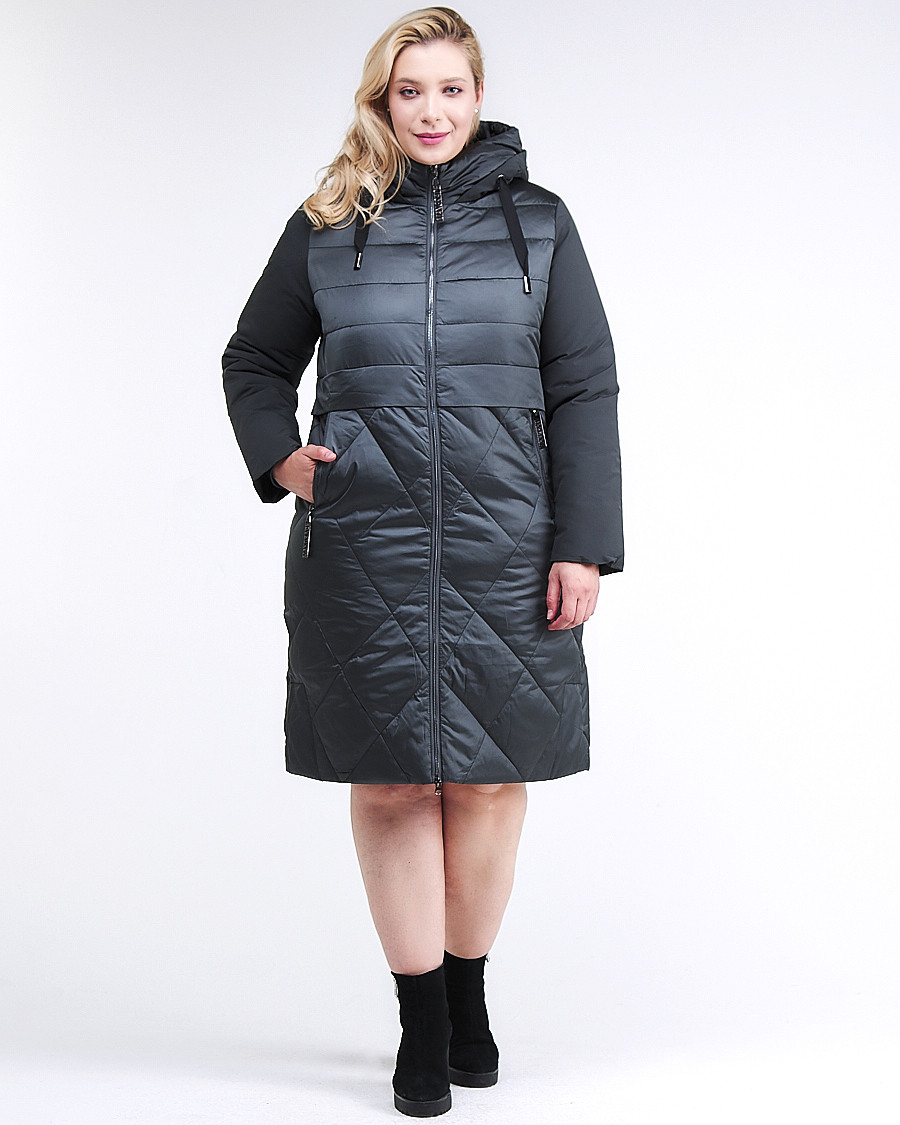 Купить Куртка зимняя женская классическая темно-зеленого цвета 100-916_150TZ