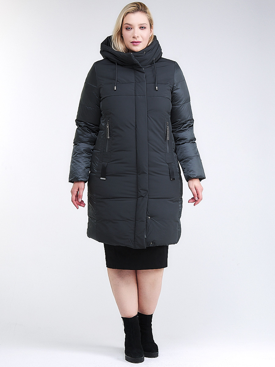 Купить Куртка зимняя женская классическая темно-зеленого цвета 100-921_150TZ