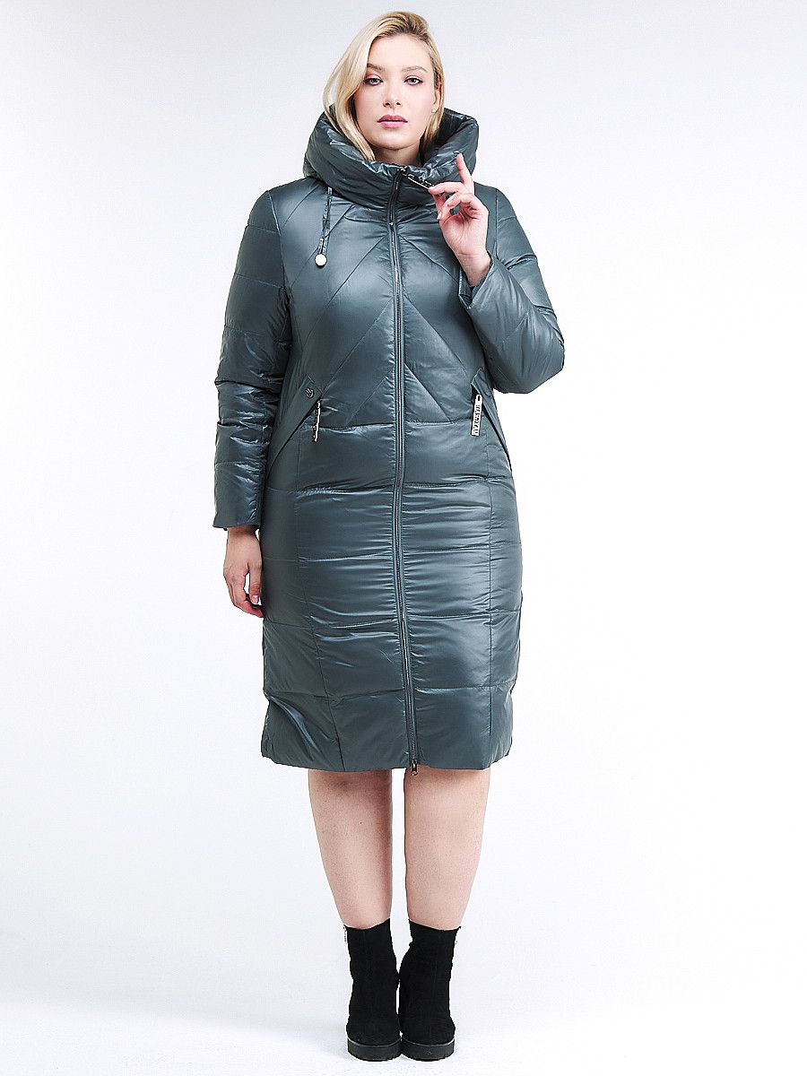 Купить Куртка зимняя женская классическая  темно-зеленый цвета 108-915_16TZ