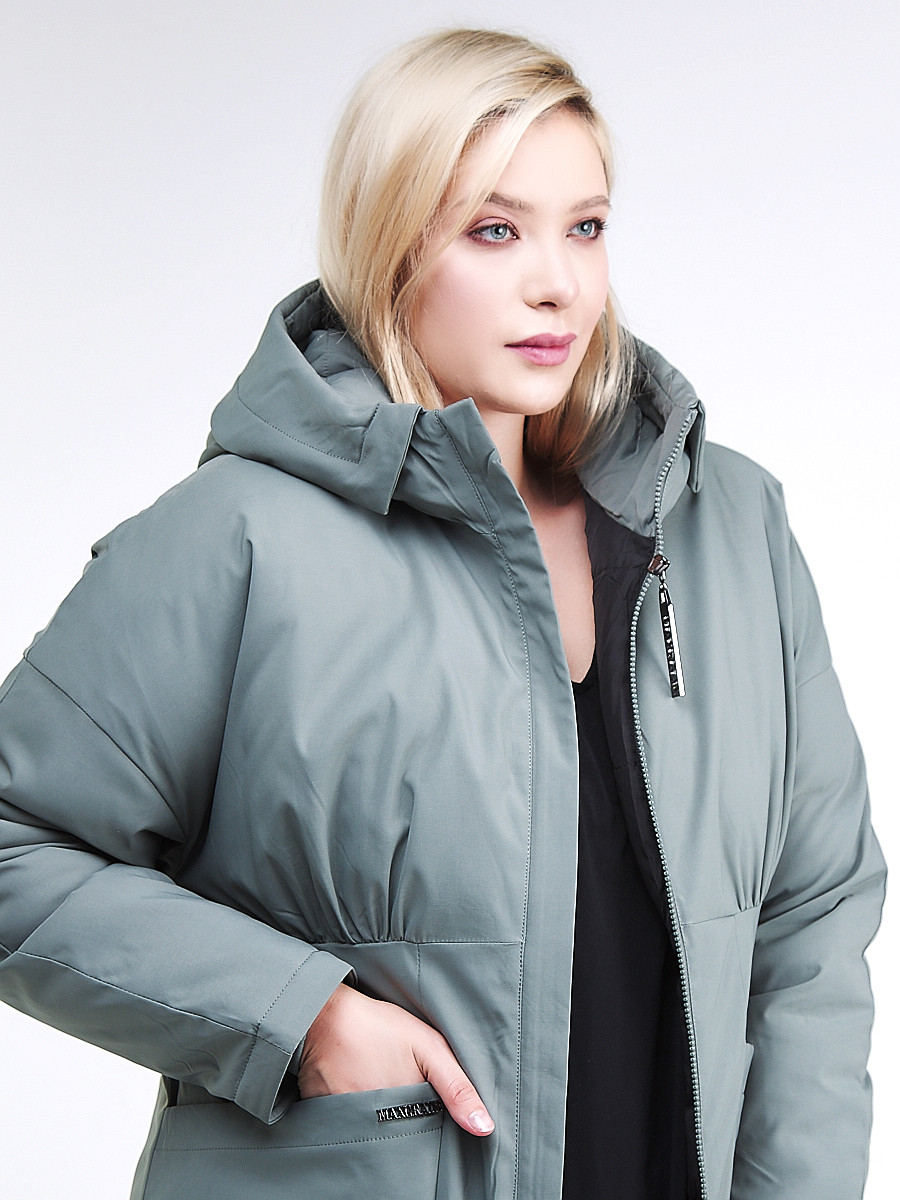 Купить Куртка зимняя женская классическая цвета хаки 110-905_7Kh
