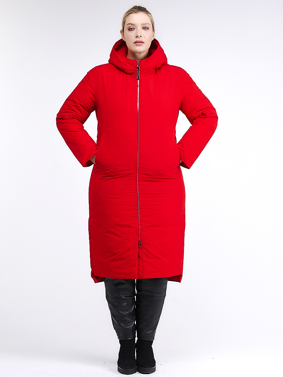 Купить Куртка зимняя женская удлиненная красного цвета 112-919_7Kr