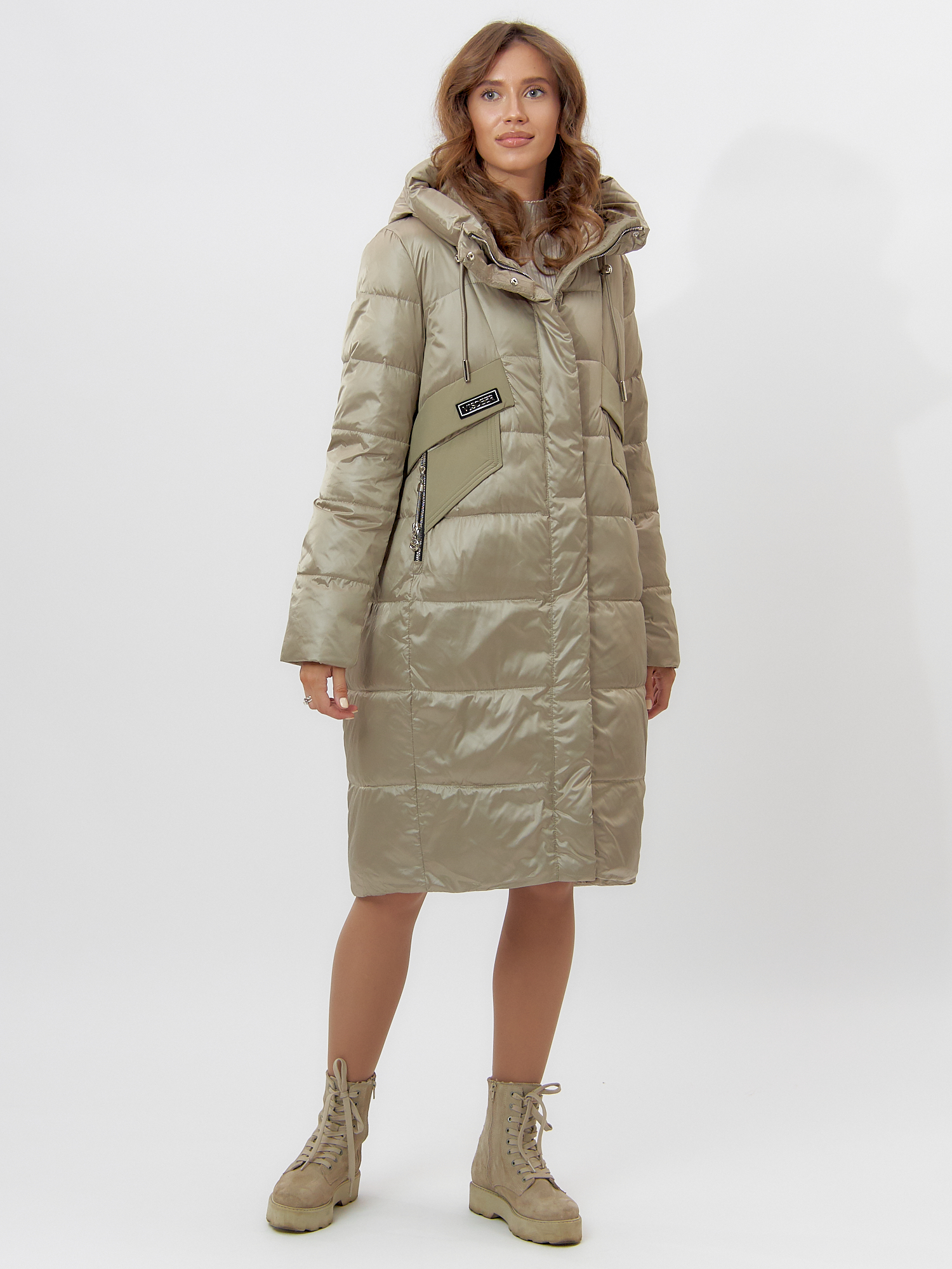 Купить Пальто утепленное женское зимние бежевого цвета 11201B