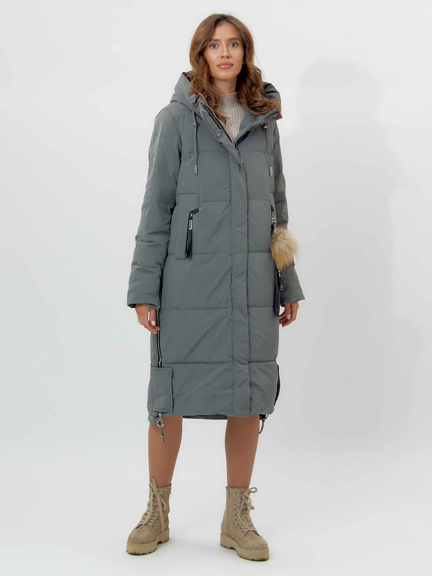 Купить Пальто утепленное женское зимние цвета хаки 11207Kh