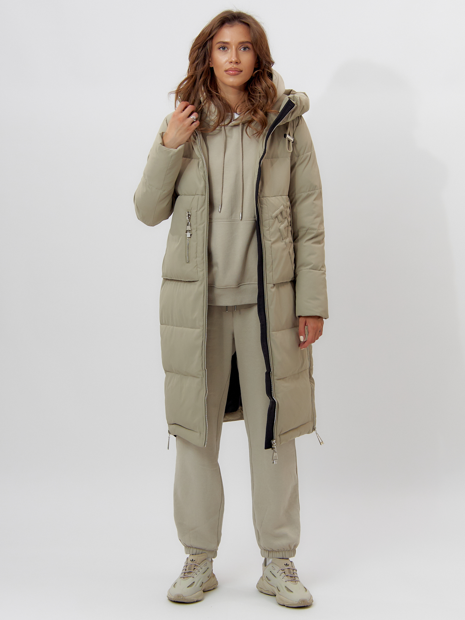 Купить Пальто утепленное женское зимние бирюзового цвета 112253Br
