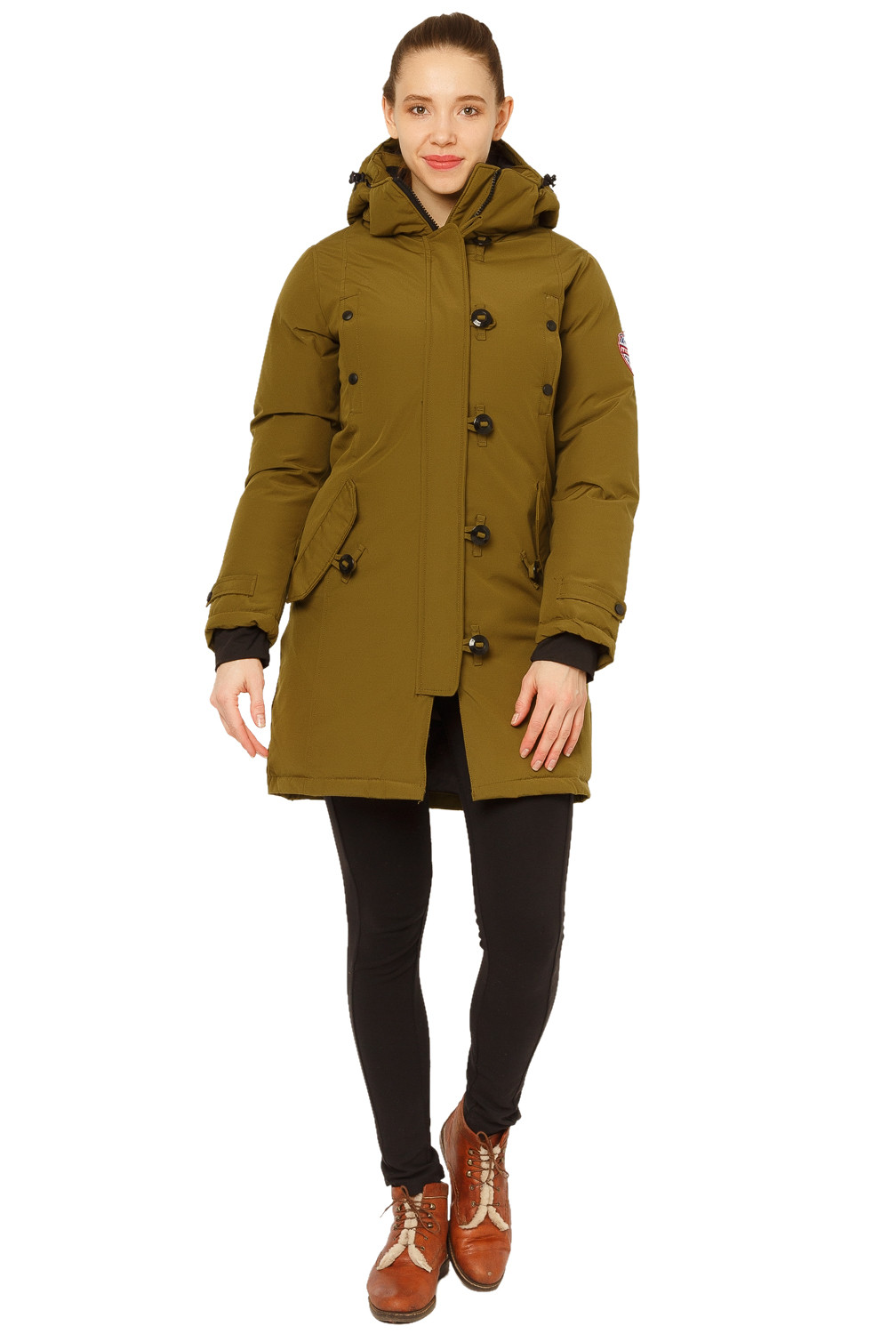 Купить Куртка парка зимняя женская цвета хаки 1802Kh