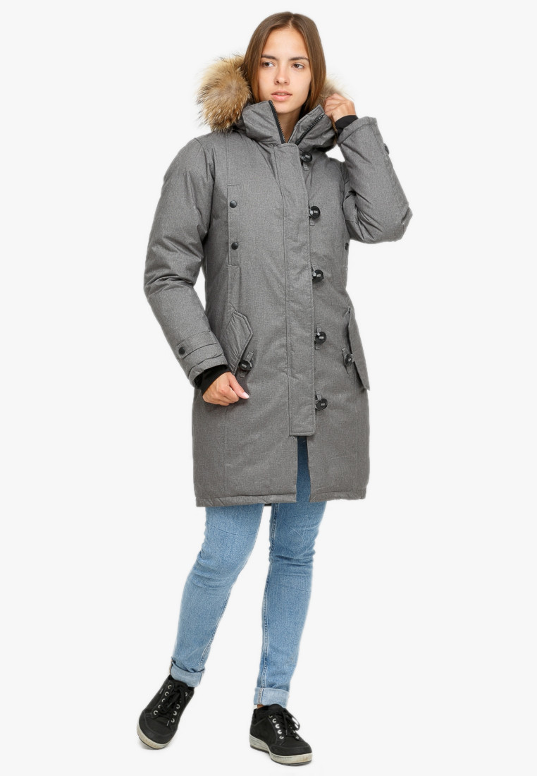 Купить Куртка парка зимняя женская серого цвета 1805Sr