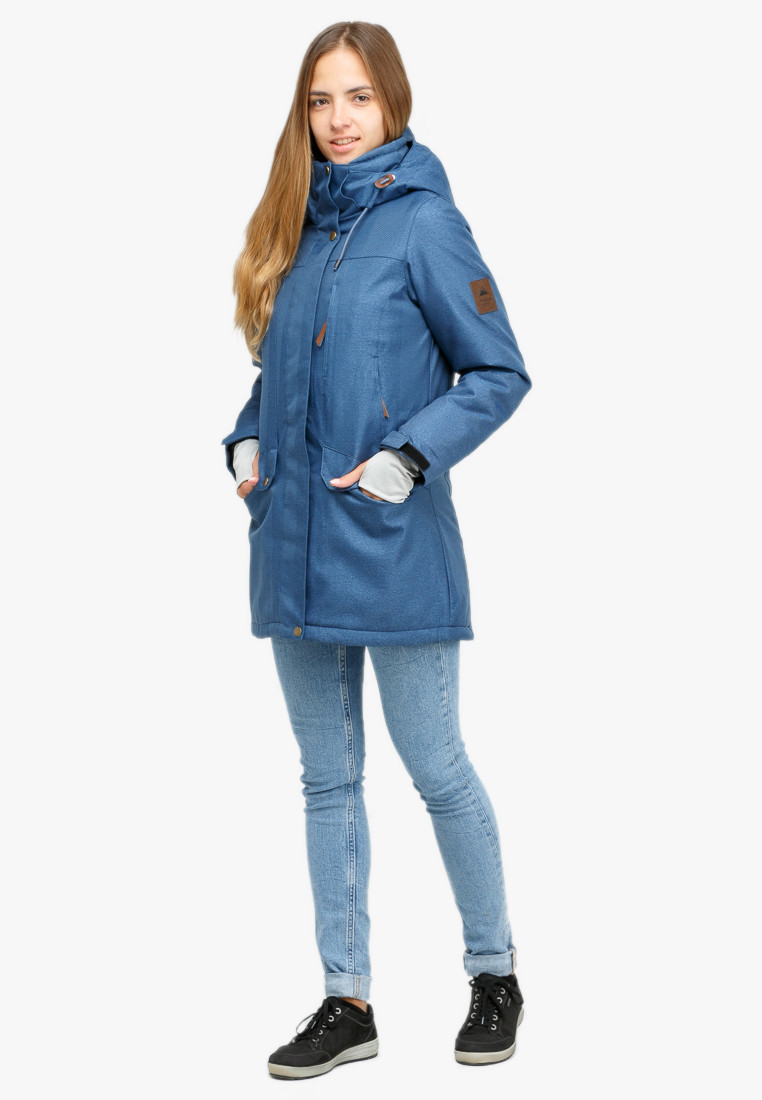 Купить Куртка парка зимняя женская голубого цвета 18113Gl