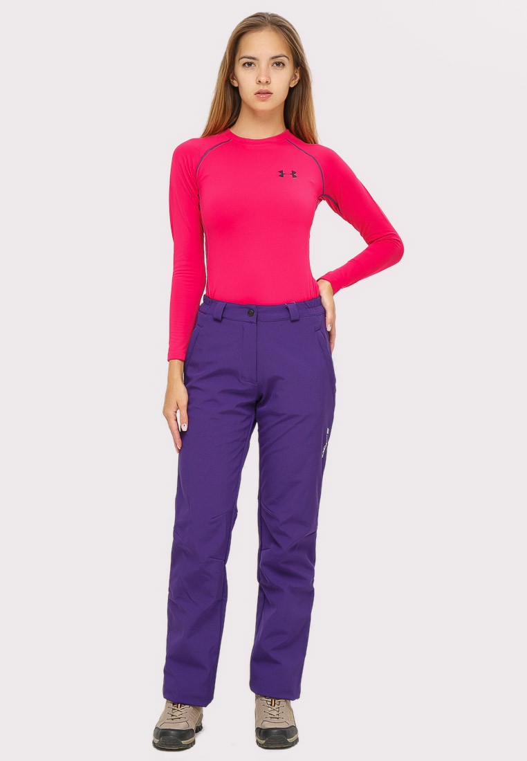 Купить Брюки женские большого размера фиолетового цвета  1852-1F