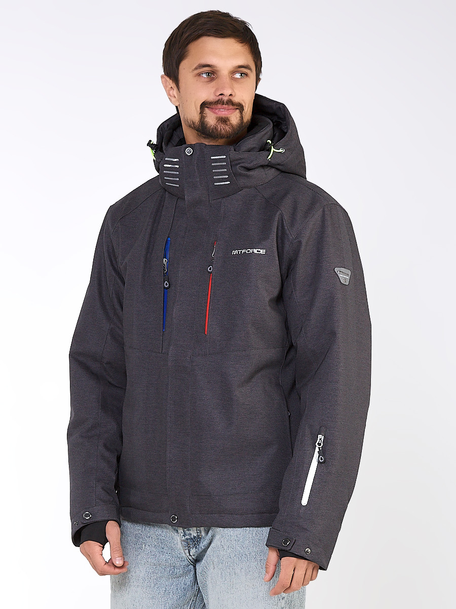 Купить Мужская зимняя горнолыжная куртка темно-серого цвета 1947TС