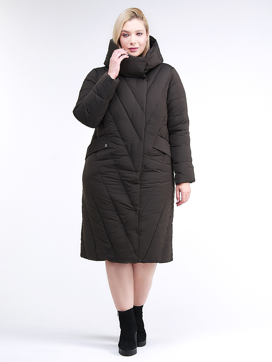 Купить Куртка зимняя женская классическая одеяло коричневого цвета 191949_09K