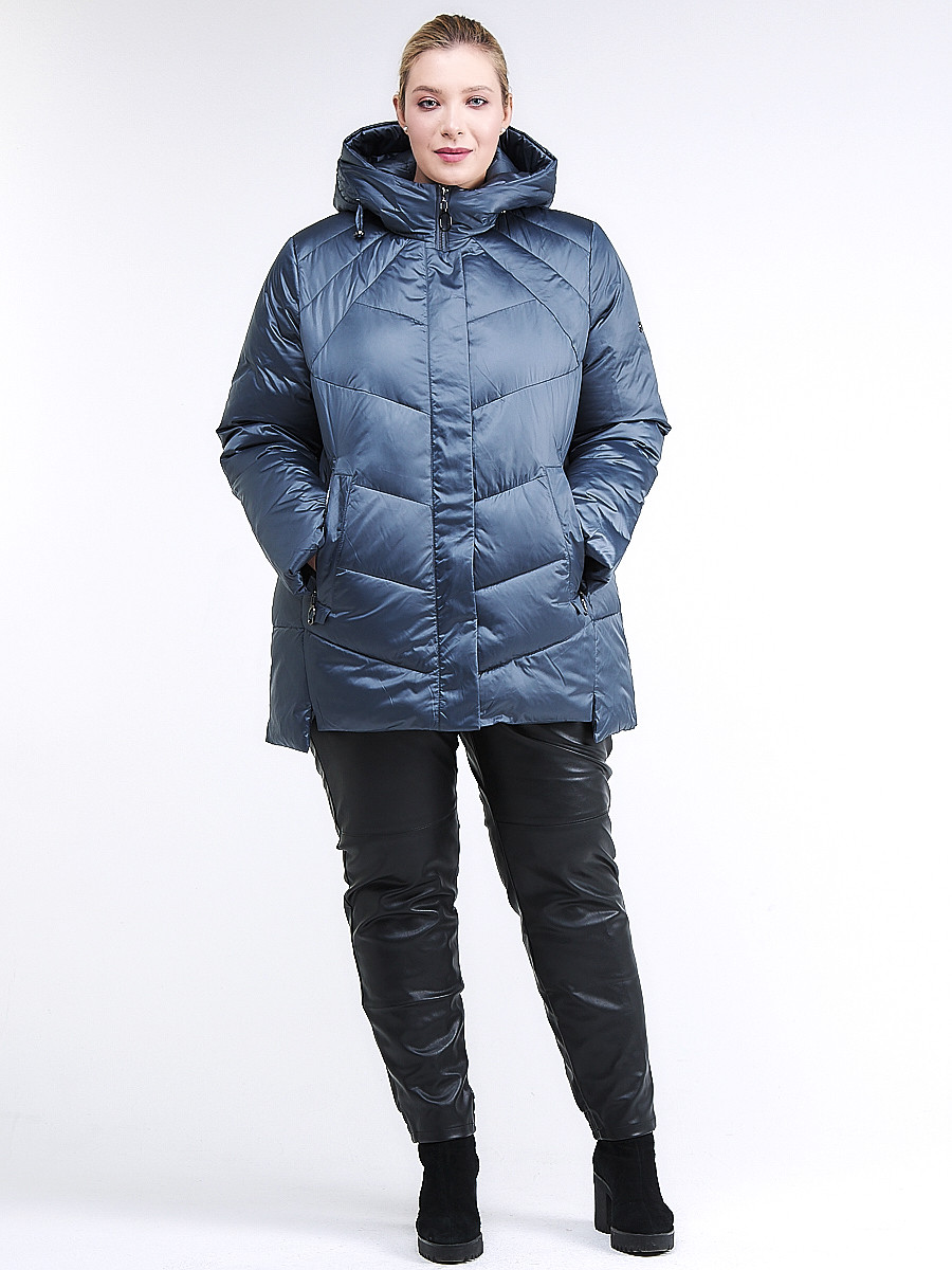 Купить Куртка зимняя женская стеганная синего цвета 85-923_49S