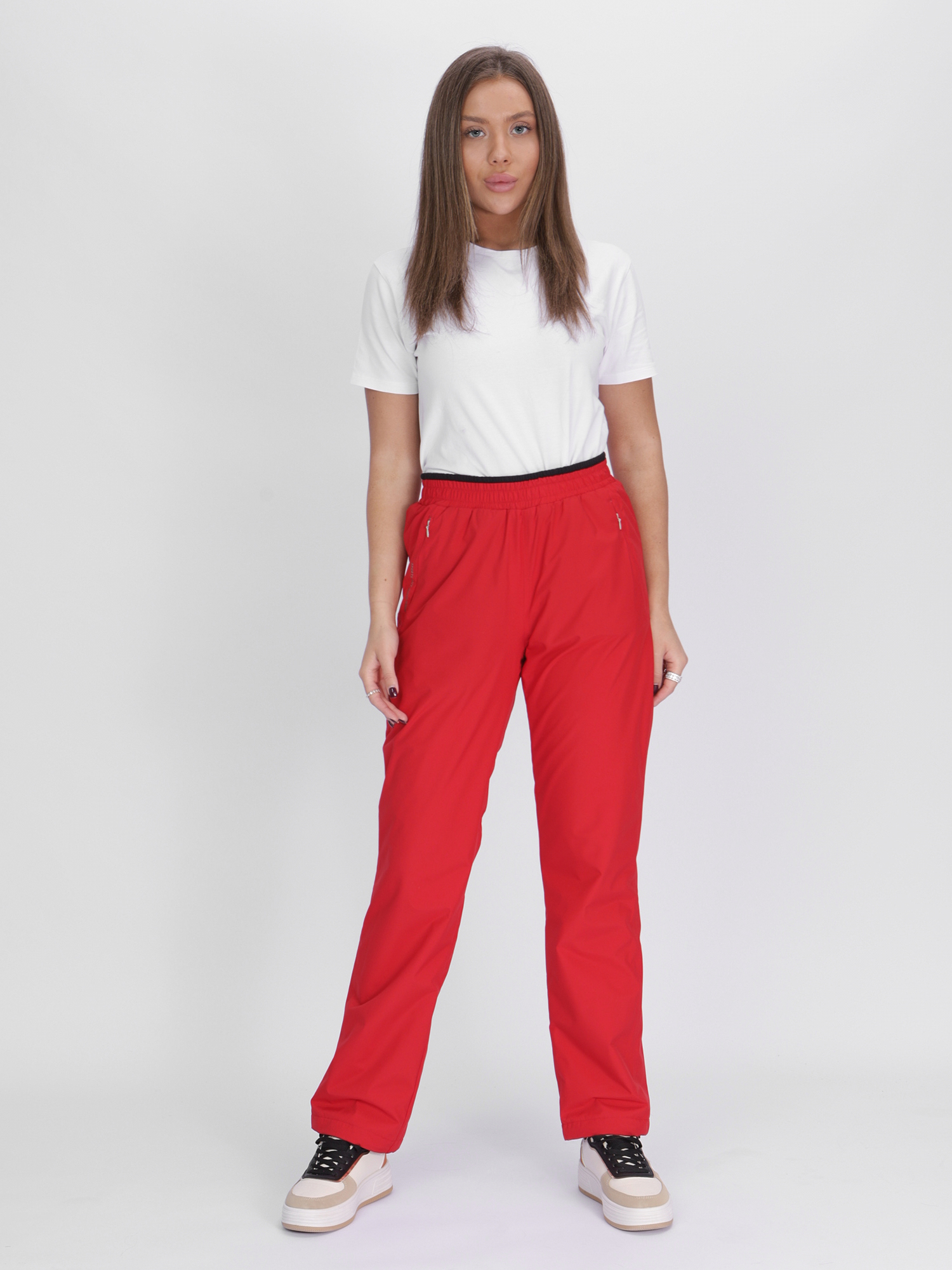 Купить Утепленные спортивные брюки женские красного цвета 88149Kr