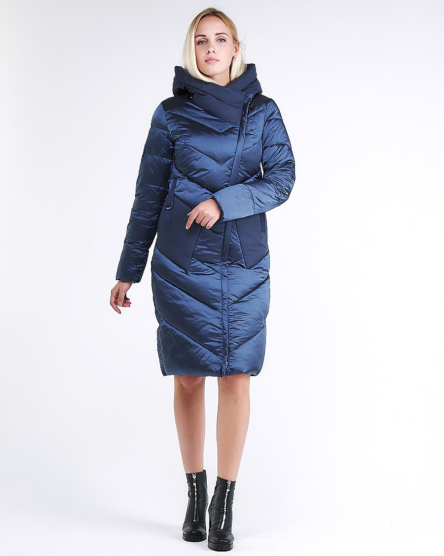 Купить Куртка зимняя женская классическая темно-синего цвета 9102_22TS