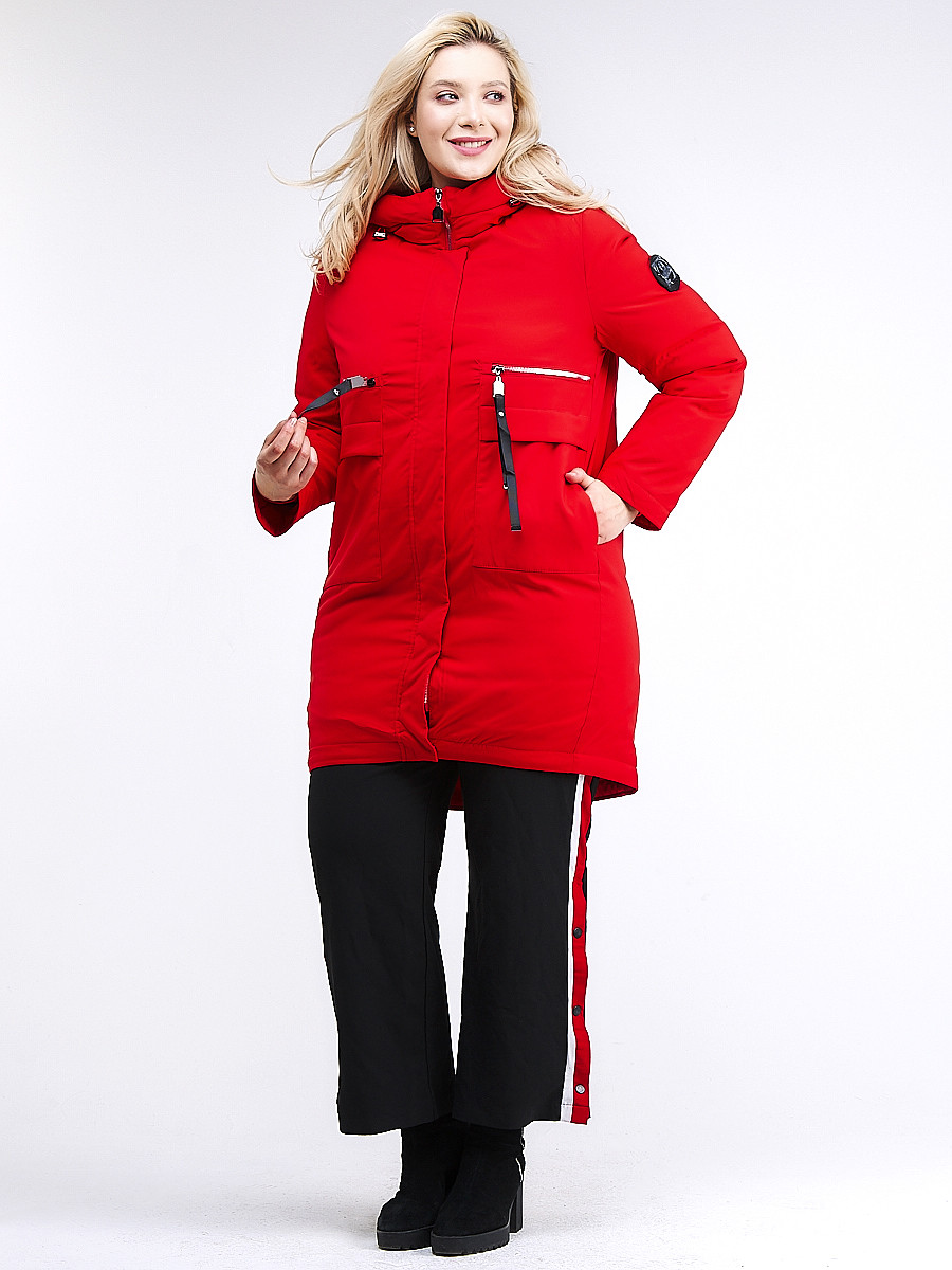 Купить Куртка зимняя женская молодежная красного цвета 95-906_4Kr