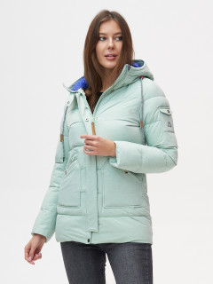 Купить оптом женскую зимнюю куртку молодежную бирюзового цвета в интернет магазине MTFORCE 2080Br