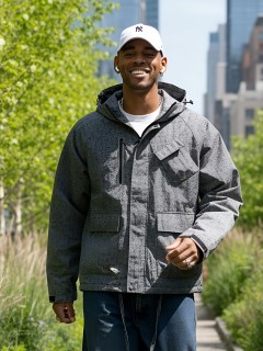 Купить спортивную мужскую куртки с капюшоном оптом от фабрики производителя дешево в Москве 25471Sr