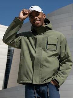 Купить спортивную мужскую куртки с капюшоном оптом от фабрики производителя дешево в Москве 25473Kh