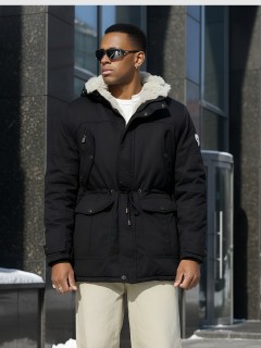 Купить куртку парку мужскую зимнюю с мехом с капюшоном оптом от производителя недорого в Москве 2606Ch