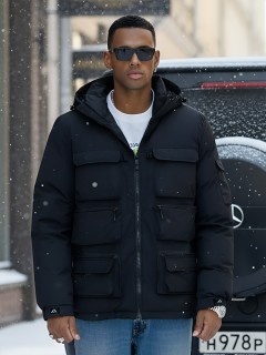 Купить куртку мужскую спортивную зимнюю с капюшоном оптом от производителя недорого в Москве 3222Ch