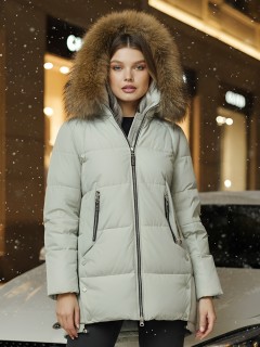 Купить куртку женскую зимнюю с мехом енот премиум класса оптом от производителя недорого в Москве 381ZS