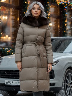 APNEEY купить от производителя пальто утепленные зимние с мехом песец натуральный люкс класса женские дешево в Москве с доставкой по всей России 611_1K