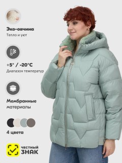 Купить куртки женские модные из овчины больших размеров оптом от производителя зимние недорого в Москве 7309Z