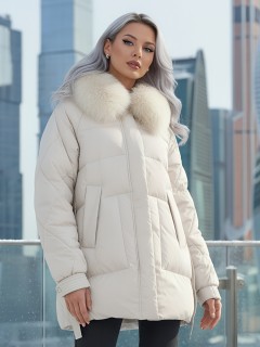 Купить куртки женские модные из натурального меха песец оптом от производителя зимние недорого в Москве 7608B