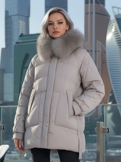 Купить куртки женские модные из натурального меха песец оптом от производителя зимние недорого в Москве 7608SK