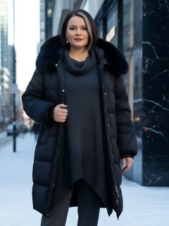Купить пальто женское стеганные с мехом большого размера оптом от производителя зимние недорого в Москве 7629Ch